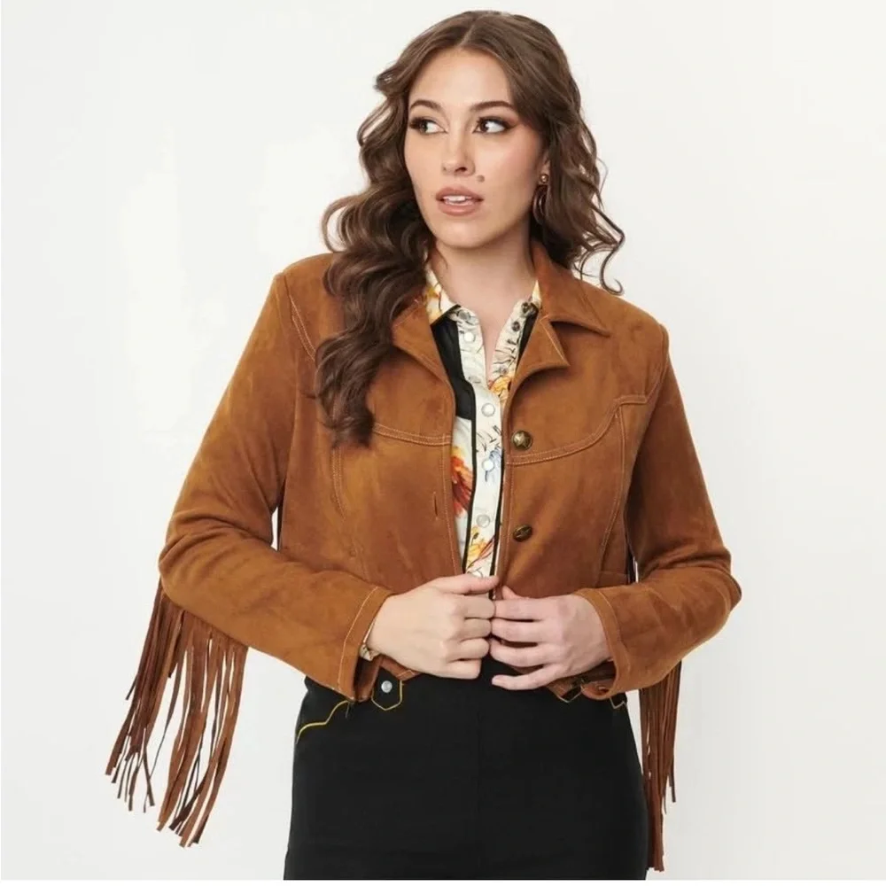 Fringed Brown Suede Jacket - Picture 3 of 8